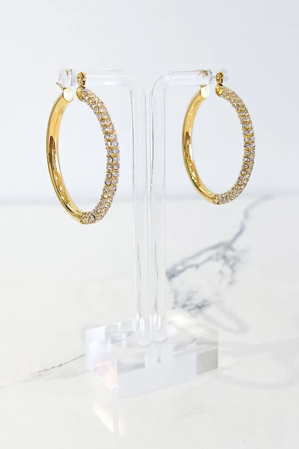 Natural Elements Gold Rhinestone Hoop Earrings Nash Grey Wholesale Earrings