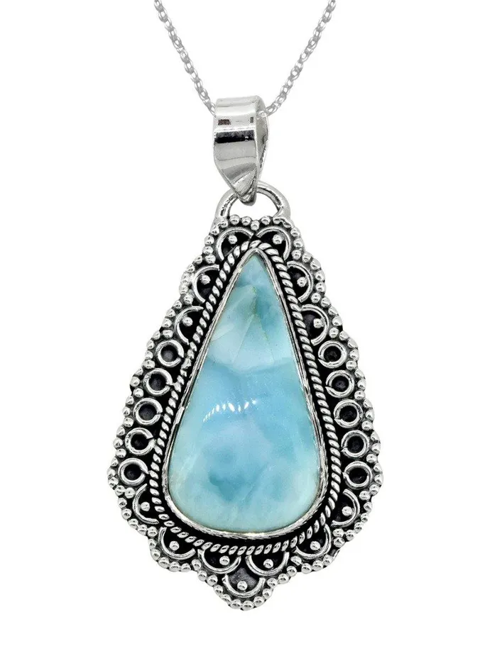 Natural Larimar Solid 925 Sterling Silver Pendant 1 34 YoTreasure Necklaces Natural Larimar Solid 925 Sterling Silver Pendant 1 34 YoTreasure Necklaces