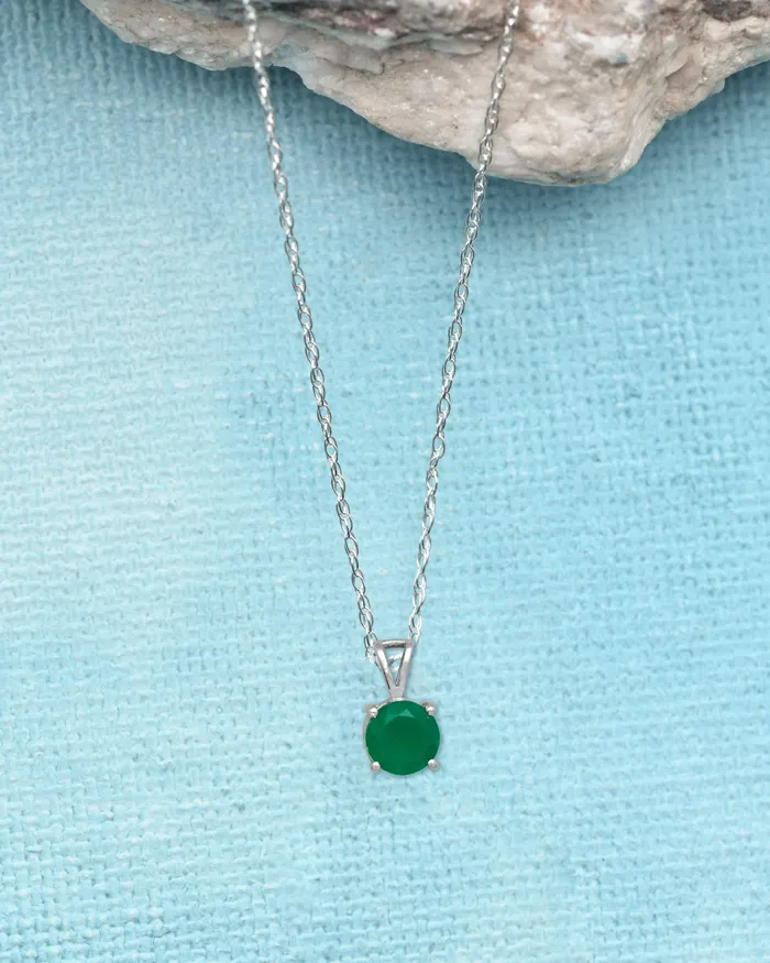 Necklaces 34 Green Onyx 925 Solid Sterling Silver Pendant Necklace With Chain YoTreasure