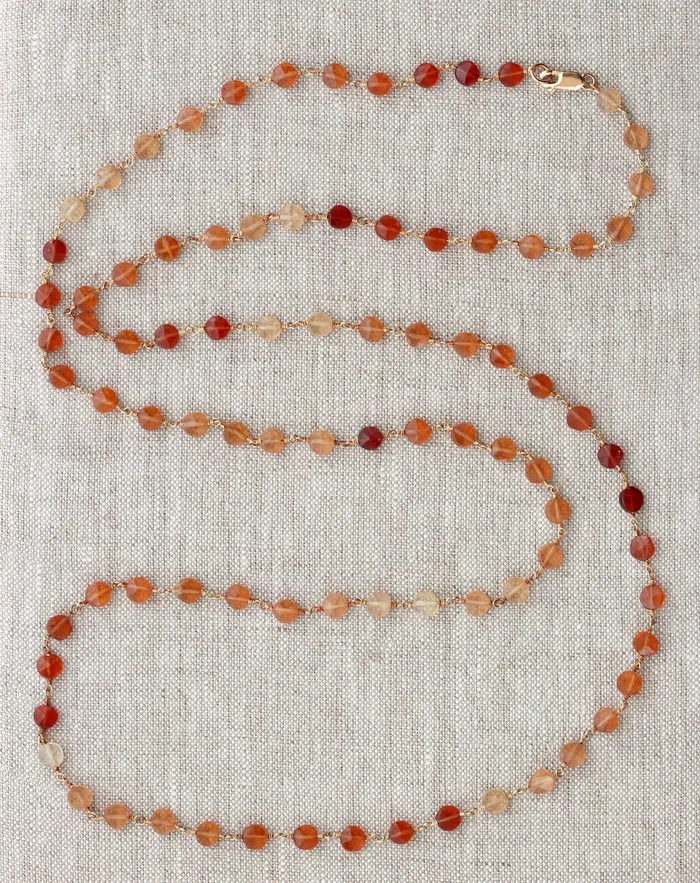 Necklaces AVF Gold MultiColored Hessonite Beaded Long Necklace SI6964 AVF
