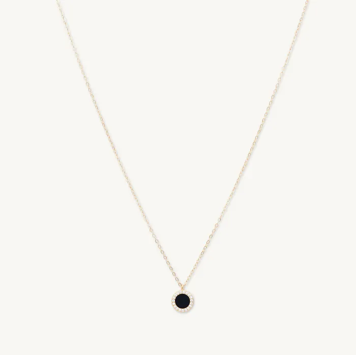 Necklaces Black Lacquered Circle Necklace Camile Stone