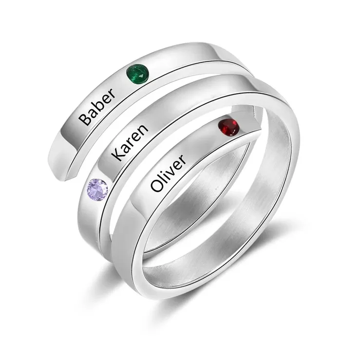 Necklaces customjewelryan Personalized Stainless Steel Rings for Women Three Custom Names Three Custom Birthstones Necklaces customjewelryan Personalized Stainless Steel Rings for Women Three Custom Names Three Custom Birthstones