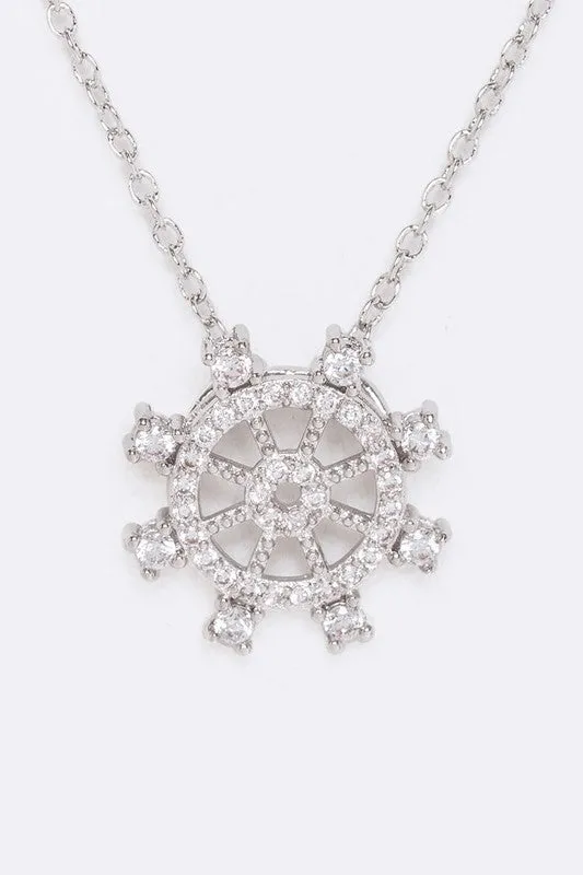 Necklaces CZ Wheel Pendant Necklace LA Jewelry Plaza