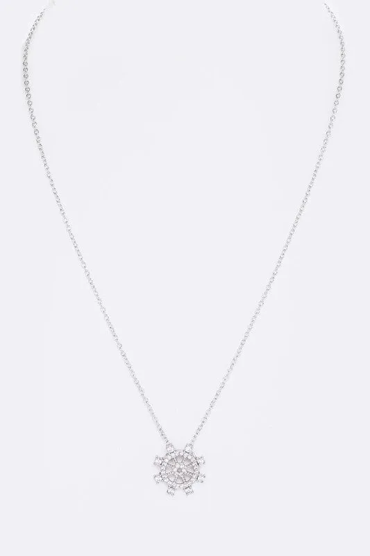 Necklaces CZ Wheel Pendant Necklace LA Jewelry Plaza