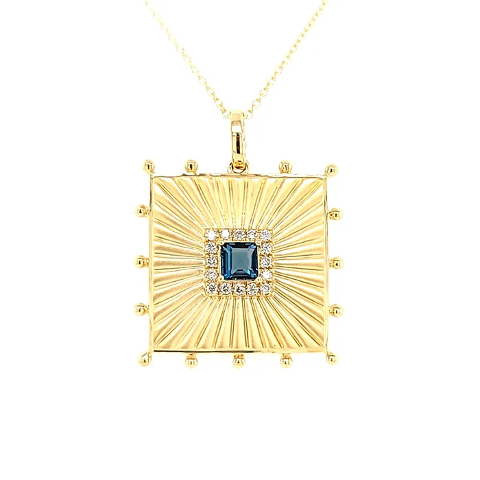 Necklaces Doves 18k Yellow Gold London Blue Topaz Medallion Necklace I7730 Necklaces Doves 18k Yellow Gold London Blue Topaz Medallion Necklace I7730
