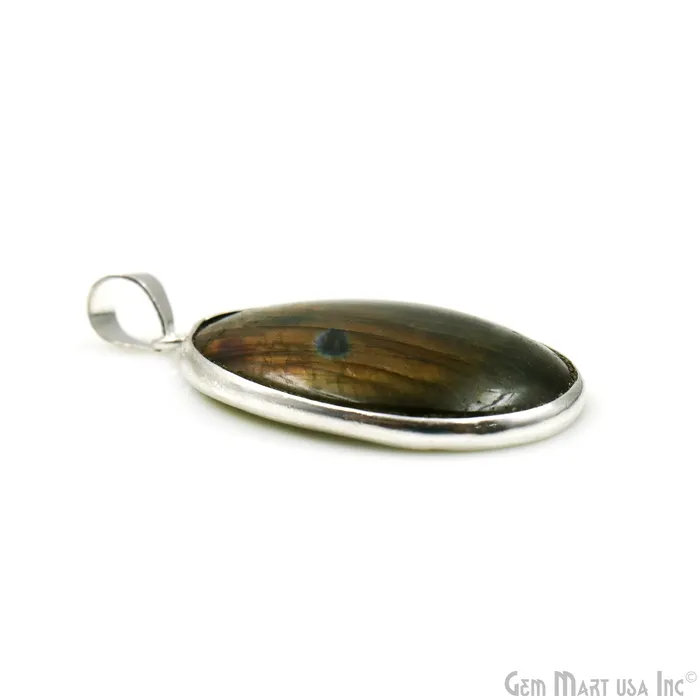 Necklaces GemMartUSA Labradorite Gemstone Oval 39x25mm Sterling Silver Necklace Pendant 1PC