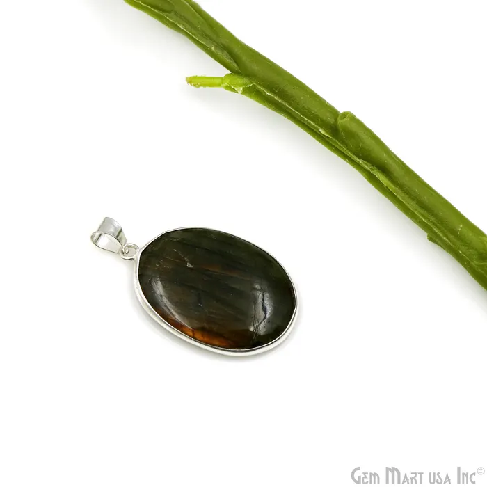 Necklaces GemMartUSA Labradorite Gemstone Oval 39x25mm Sterling Silver Necklace Pendant 1PC