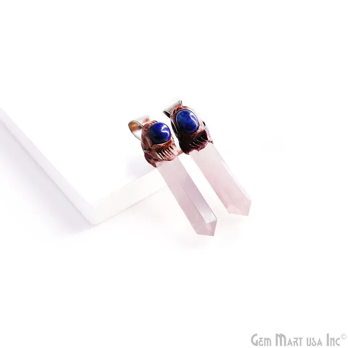 Necklaces GemMartUSA Rose Quartz with Lapis Polymer Clay Crystal Pendant Silver Dowsing Single Bail Pendant Halloween Healing Gift Necklaces GemMartUSA Rose Quartz with Lapis Polymer Clay Crystal Pendant Silver Dowsing Single Bail Pendant Halloween Healing Gift