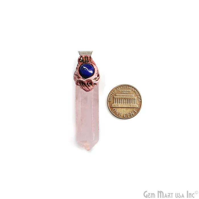 Necklaces GemMartUSA Rose Quartz with Lapis Polymer Clay Crystal Pendant Silver Dowsing Single Bail Pendant Halloween Healing Gift Necklaces GemMartUSA Rose Quartz with Lapis Polymer Clay Crystal Pendant Silver Dowsing Single Bail Pendant Halloween Healing Gift