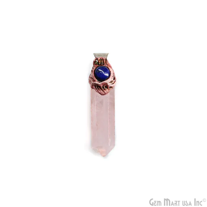 Necklaces GemMartUSA Rose Quartz with Lapis Polymer Clay Crystal Pendant Silver Dowsing Single Bail Pendant Halloween Healing Gift Necklaces GemMartUSA Rose Quartz with Lapis Polymer Clay Crystal Pendant Silver Dowsing Single Bail Pendant Halloween Healing Gift