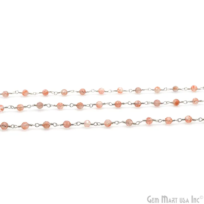 Necklaces GemMartUSA Strawberry Quartz Silver Plated Wire Wrapped Beads Rosary Chain