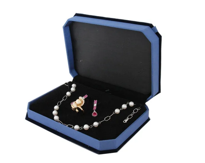 Necklaces JPIDisplay 7 14W x 5 14D x 1 34H Blue Velvet Necklace Earring Ring Necklaces JPIDisplay 7 14W x 5 14D x 1 34H Blue Velvet Necklace Earring Ring