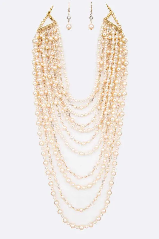Necklaces LA Jewelry Plaza Million Layered Pearl Strands Necklace Set