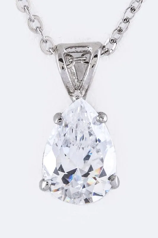 Necklaces LA Jewelry Plaza Teardrop CZ Pendant Necklace