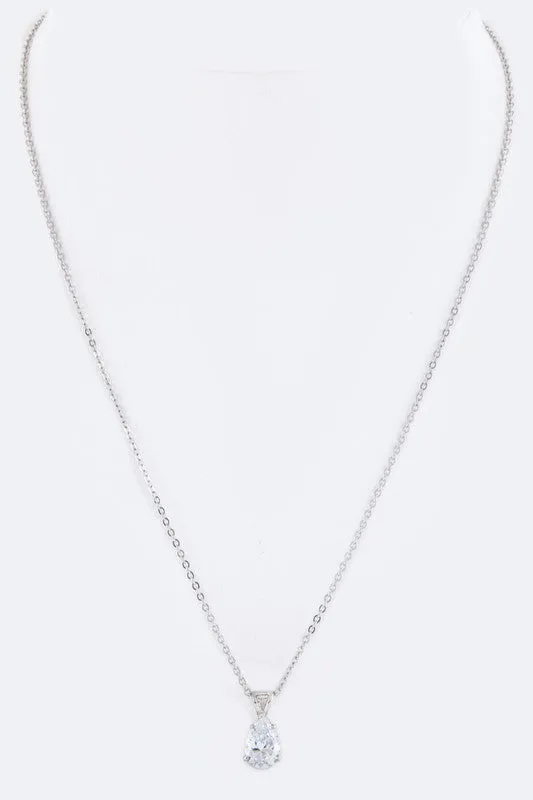 Necklaces LA Jewelry Plaza Teardrop CZ Pendant Necklace Necklaces LA Jewelry Plaza Teardrop CZ Pendant Necklace