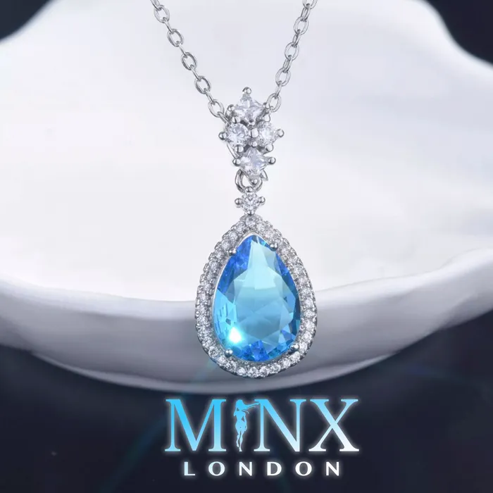 Necklaces Minx London Womens Necklace Teardrop Necklace Aquamarine Diamond Necklace Blue Diamond Pendant Pear Diamond Pendant Teardrop Pendant Necklaces Minx London Womens Necklace Teardrop Necklace Aquamarine Diamond Necklace Blue Diamond Pendant Pear Diamond Pendant Teardrop Pendant