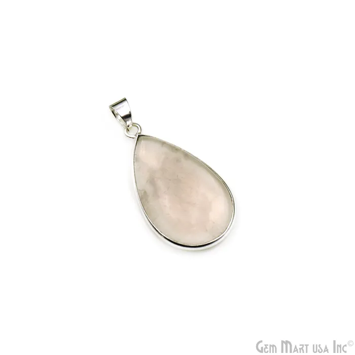 Necklaces Rose Quartz Gemstone Pears 40x23mm Sterling Silver Necklace Pendant 1PC GemMartUSA Necklaces Rose Quartz Gemstone Pears 40x23mm Sterling Silver Necklace Pendant 1PC GemMartUSA