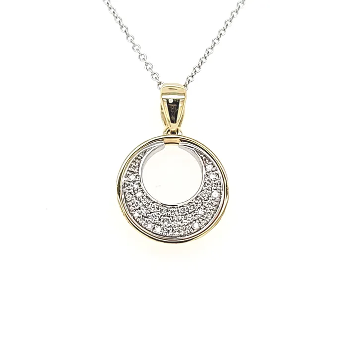 Necklaces TwoTone Diamond Disc Necklace I7067 Zeghani