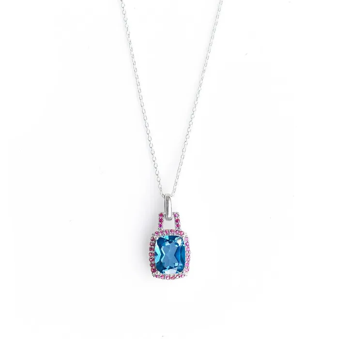 Necklaces YoTreasure 262 Ct London Blue Topaz Solid 925 Sterling Silver Chain Pendant Necklaces YoTreasure 262 Ct London Blue Topaz Solid 925 Sterling Silver Chain Pendant