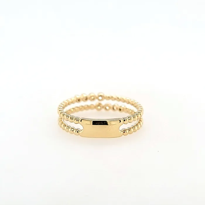 PeJay Rings 14k Yellow Gold Double Band Beaded Diamond Ring I8037