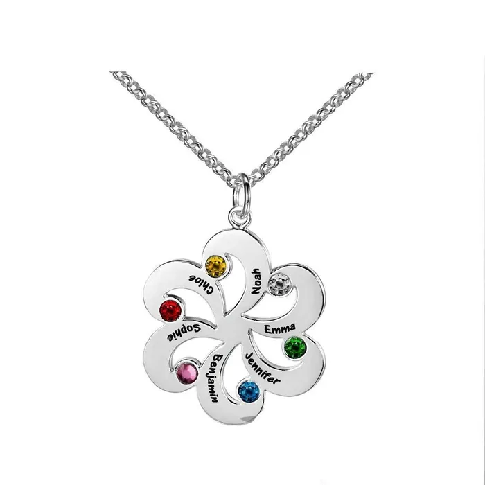 Personalized Jewel Necklaces Personalize 925 Sterling Silver Flower Name Necklace DIY Birthstone Friendship Family Christmas Gift Personalized Jewel Necklaces Personalize 925 Sterling Silver Flower Name Necklace DIY Birthstone Friendship Family Christmas Gift