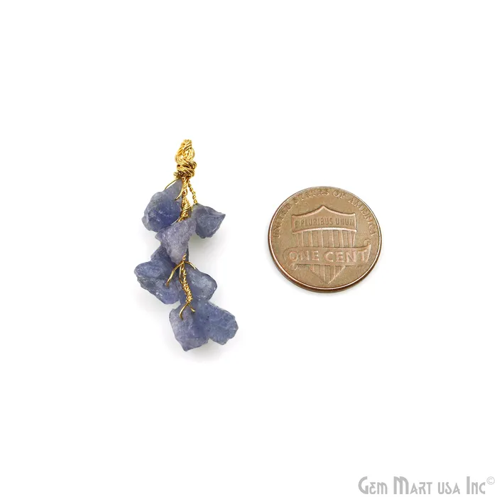 PreStyled Sets GemmartUSA DIY Rough Gemstones 38x14mm Gold Wire Wrapped Connector Pendant 1pc