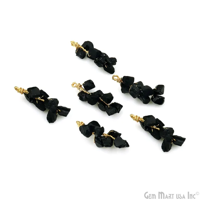 PreStyled Sets GemmartUSA DIY Rough Gemstones 38x14mm Gold Wire Wrapped Connector Pendant 1pc