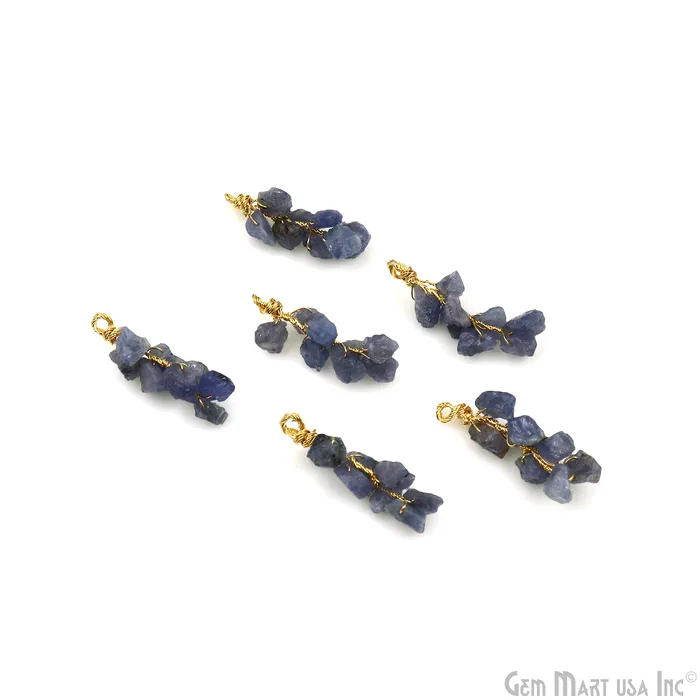 PreStyled Sets GemmartUSA DIY Rough Gemstones 38x14mm Gold Wire Wrapped Connector Pendant 1pc