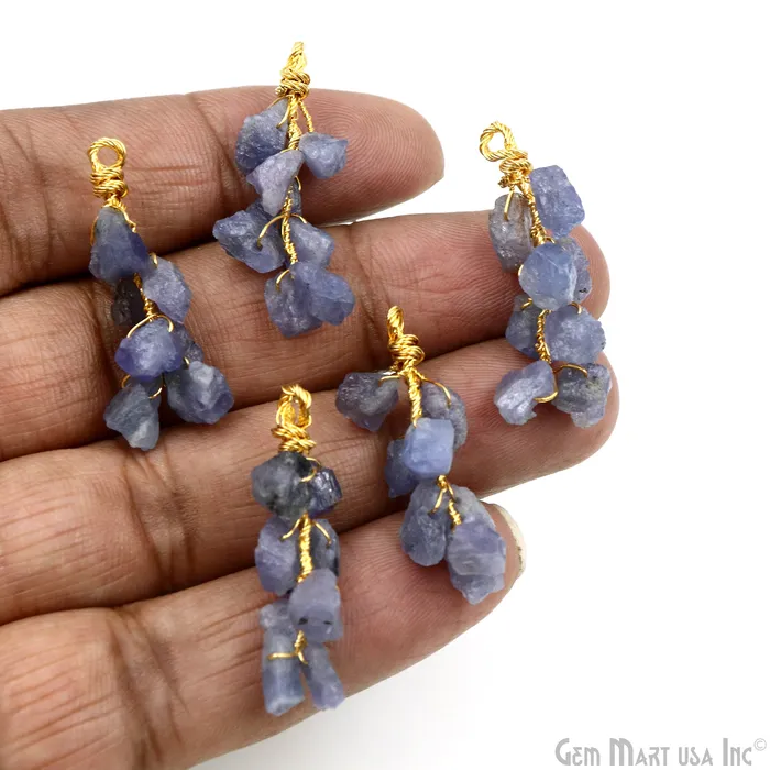 PreStyled Sets GemmartUSA DIY Rough Gemstones 38x14mm Gold Wire Wrapped Connector Pendant 1pc