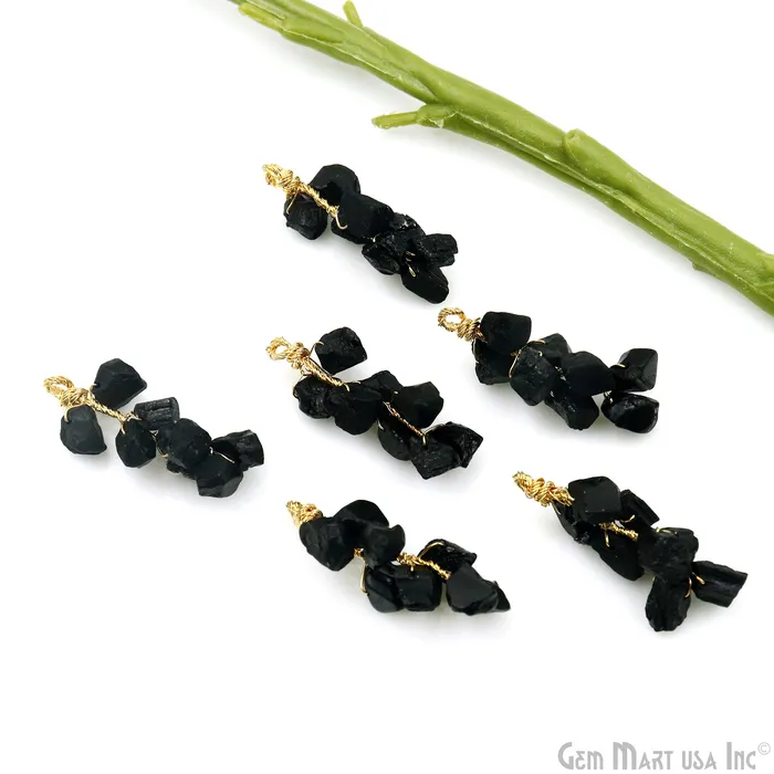 PreStyled Sets GemmartUSA DIY Rough Gemstones 38x14mm Gold Wire Wrapped Connector Pendant 1pc