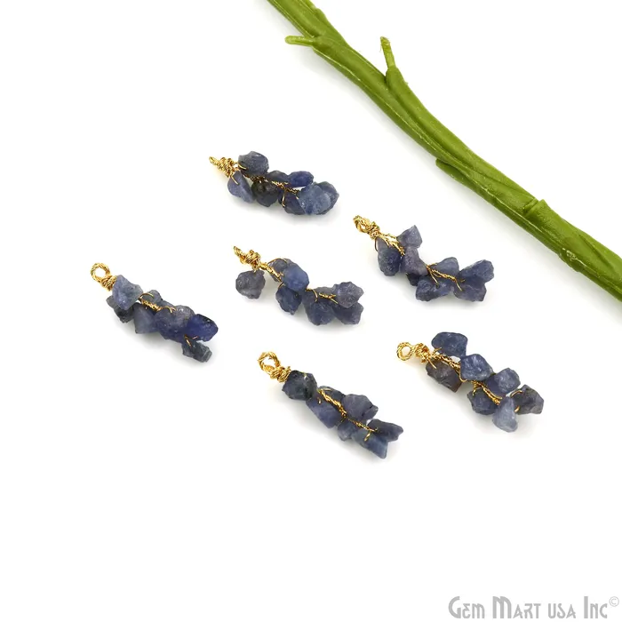 PreStyled Sets GemmartUSA DIY Rough Gemstones 38x14mm Gold Wire Wrapped Connector Pendant 1pc