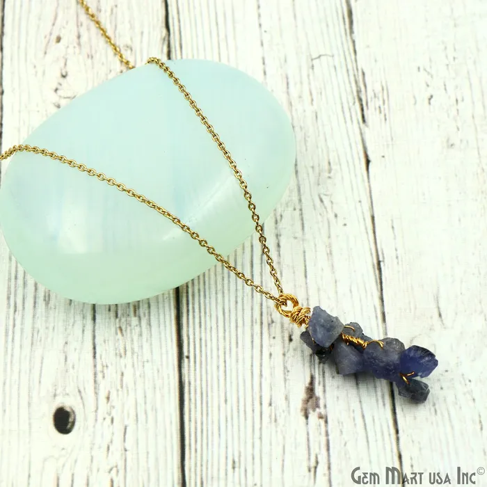 PreStyled Sets GemmartUSA DIY Rough Gemstones 38x14mm Gold Wire Wrapped Connector Pendant 1pc