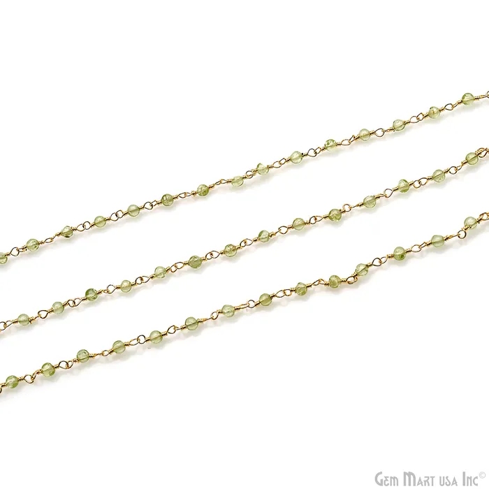 PreStyled Sets Peridot Cabochon 253mm Gold Wire Wrapped Rosary Chain GemMartUSA
