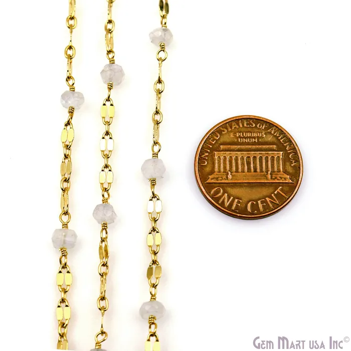 Rainbow Moonstone Beads Gold Plated Finding Rosary Chain GemMartUSA Necklaces