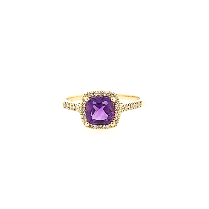 Rings 14k Yellow Gold Amethyst Diamond Ring I7500 Wilkerson Assoc