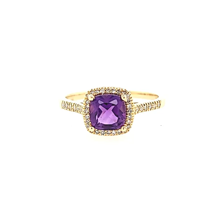 Rings 14k Yellow Gold Amethyst Diamond Ring I7500 Wilkerson Assoc