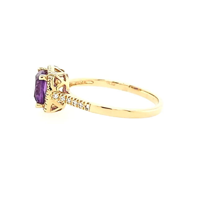 Rings 14k Yellow Gold Amethyst Diamond Ring I7500 Wilkerson Assoc