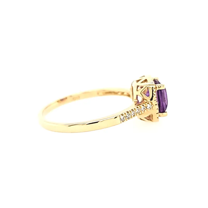 Rings 14k Yellow Gold Amethyst Diamond Ring I7500 Wilkerson Assoc