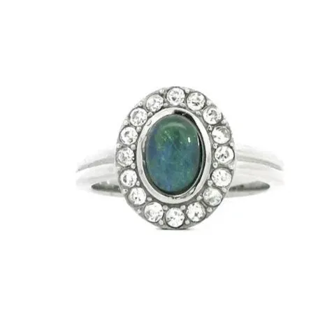 Rings Australian Opal Cutters Australian Opal 7 x 5 mm Triplet Ring Set in Stainless Steel Green Rings Australian Opal Cutters Australian Opal 7 x 5 mm Triplet Ring Set in Stainless Steel Green