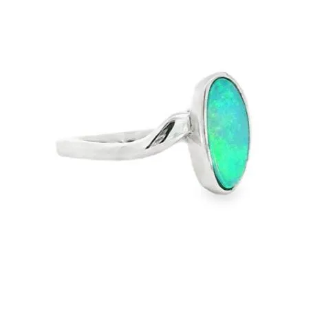 Rings Australian Opal Cutters Australian Opal Doublet Ring set in Sterling Silver