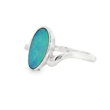 Rings Australian Opal Cutters Australian Opal Doublet Ring set in Sterling Silver