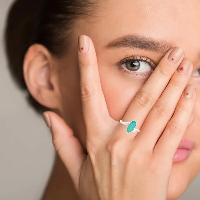 Rings Australian Opal Cutters Australian Opal Doublet Ring set in Sterling Silver