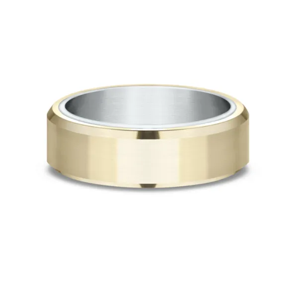 Rings Benchmark 14k Yellow White Gold Satin Finish Mens Wedding Band I9157 Rings Benchmark 14k Yellow White Gold Satin Finish Mens Wedding Band I9157
