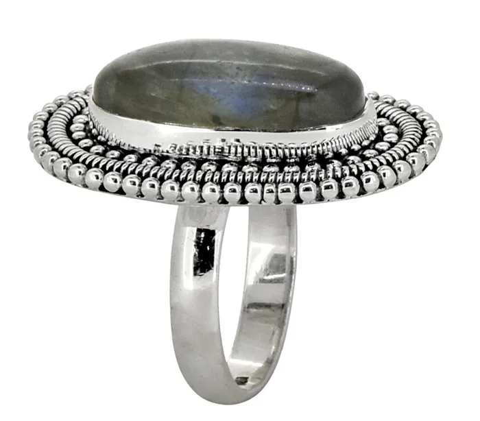 Rings Blue Fire Labradorite Solid 925 Sterling Silver Ring Jewelry YoTreasure