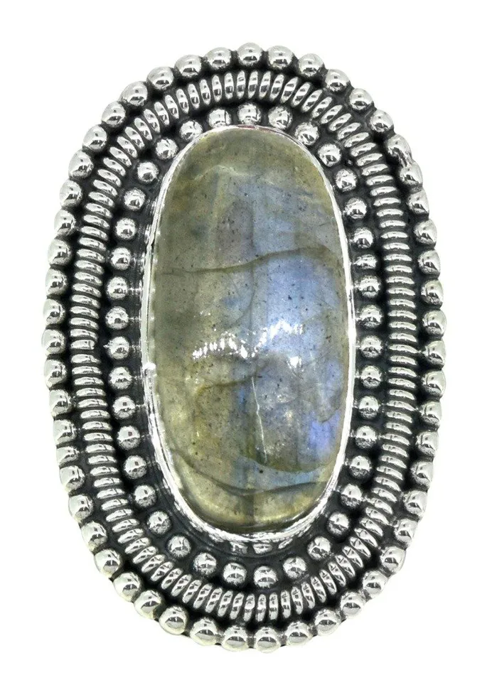 Rings Blue Fire Labradorite Solid 925 Sterling Silver Ring Jewelry YoTreasure