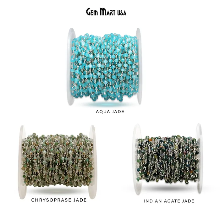 Rings GemMartUSA Dyed Jade Bead Faceted Crystal Round Rosary Chain SilverBlackGold Plating 335mm 1 ft Rings GemMartUSA Dyed Jade Bead Faceted Crystal Round Rosary Chain SilverBlackGold Plating 335mm 1 ft