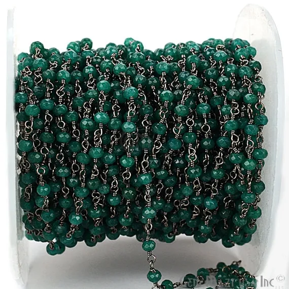 Rings GemMartUSA Dyed Jade Bead Faceted Crystal Round Rosary Chain SilverBlackGold Plating 335mm 1 ft Rings GemMartUSA Dyed Jade Bead Faceted Crystal Round Rosary Chain SilverBlackGold Plating 335mm 1 ft