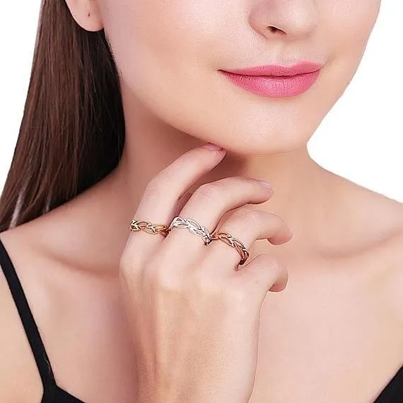 Rings GemMartUSA Leaves Shape Silver Plated Stackable Adjustable Ring