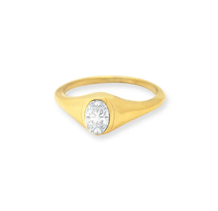 Rings JEANIE GOLD OVAL SIGNET RING Mai Dsire
