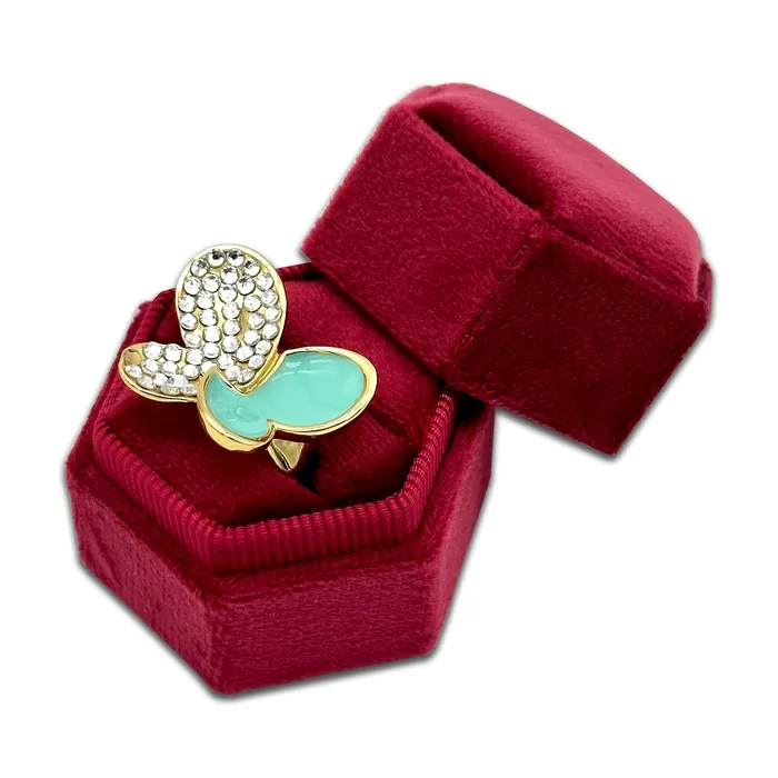 Rings JPIDisplay 2 x 175 Maroon Velvet Hexagon Double Ring Box